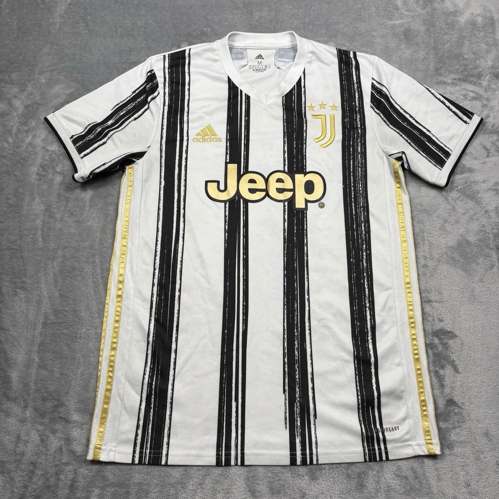 Adidas Juventus 2020/21 Home Soccer Jersey Men's Medium White Black Gold Jeep